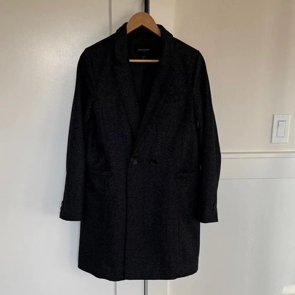 Banana Republic Charcoal Trench Coat Wool Blend Winter Classic Warm Size Reg M
